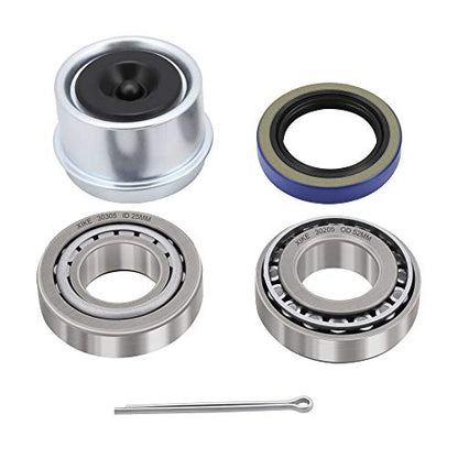 XiKe Trailer Wheel Bearings Kit 30205, 1 Set,Fits for 25mm Axles | Includes 473551 Seal and OD 52mm Dust Cover and Cotter Pin. - size: 30205 + Seal ID 1.250, style: Pack 1 Set