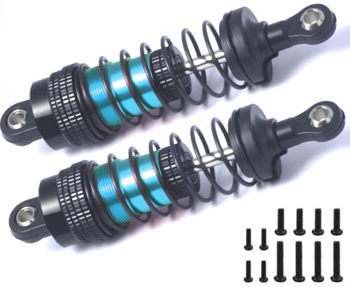 66mm Oiled Shock Absorbers, Aluminum RC Shock Absorber Damper Set for 1/12 1/14 1/16 WLtoys 144001, 124019,124018, MJX 16208 16209 14301, HBX 16889, SCY Upgrade Parts (2PCS) - color: Black, Blue, size: Short