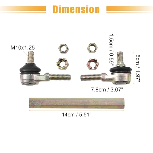 ACROPIX 14cm 5.51" Steering Tie Rod End Tie Rod Link Fit for 50cc 70cc 90cc 110cc 125cc 150cc ATV Quad Four Wheeler with Ball Joint Accessories - Pack of 2 - size: 140mm