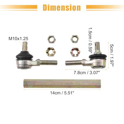 ACROPIX 14cm 5.51" Steering Tie Rod End Tie Rod Link Fit for 50cc 70cc 90cc 110cc 125cc 150cc ATV Quad Four Wheeler with Ball Joint Accessories - Pack of 2 - size: 140mm