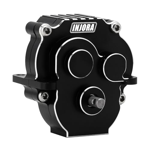 INJORA Transmission Gearbox with 16.6/1 Gears Pinion CNC Aluminum Complete Transmission for TRX4M 1/18 RC Crawler Upgrade(Black)