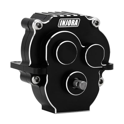 INJORA Transmission Gearbox with 16.6/1 Gears Pinion CNC Aluminum Complete Transmission for TRX4M 1/18 RC Crawler Upgrade(Black)