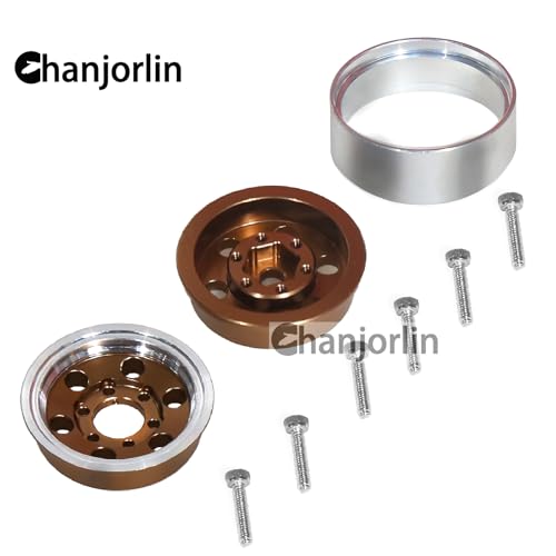 1/24 1/18 RC Crawler Tires and Beadlock Wheels Rims Offset -2.5mm 1.0 Super Soft Sticky Mud Terrain Rock Tyres OD 55mm For 1:24 1:18 Car Axial SCX24 FMS AX24 FCX18 FCX24 TRX4M 4Pcs (Bronze) - color: Bronze
