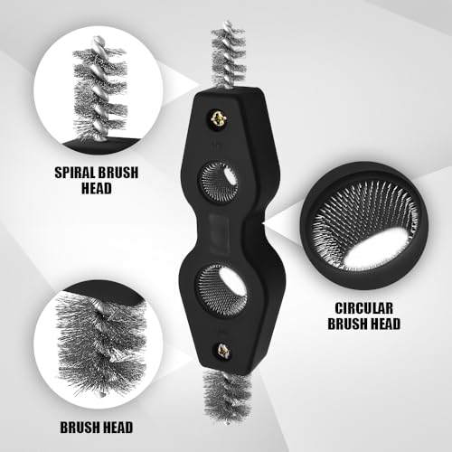4 in 1 Car Battery Cleaning Brush, Battery Terminal Cleaner, Anti-Rust Auto Battery Cleaner Brush Tool with Steel Wire, Vehicle Battery Terminals Machine Parts Cleaning Tool for Cars (Black) - color: Black