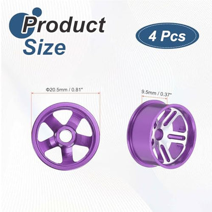 MECCANIXITY 4Pcs RC Car Wheel Rims, 20.5mm Dia 5-Spoke Purple Aluminum Alloy Wheel Rims Hex Hub for HSP RC Drift Racing Touring Car - color: Purple, size: 20.5mm Dia