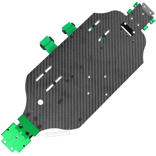 RC Carbon Fibre Chassis Armor Skid Plate Protecter Guard Upgrades Part for 1/10 Slash 4X4 4WD VXL,Front Center Rear Chassis Guard Plate,Green - color: Green(1set)