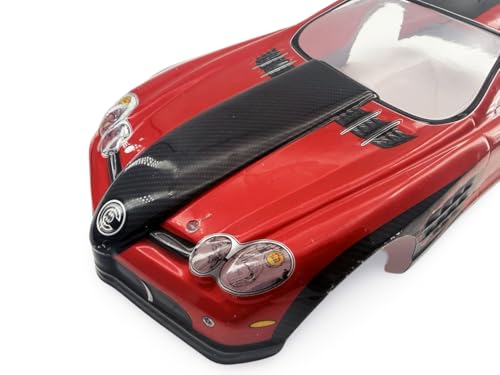 1/10 Scale RC Drift Racing Touring On Road Car Painted Body Shell, Spoiler Included, Pre-Cut, 258mm Wheelbase - Mercedes-Benz SLR McLaren Style - color: Red