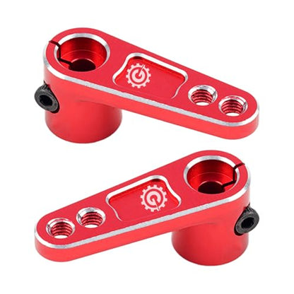 2PCS TGCWENG CNC Aluminum Alloy 25T Servo Horn 25 Teeth Steering Arm Horn Suitable with Losi Tamiya HPI HSP Redcat Axila SCX10 90046 TRX4 Etc 1/10 RC Crawler car (Red) - color: Red