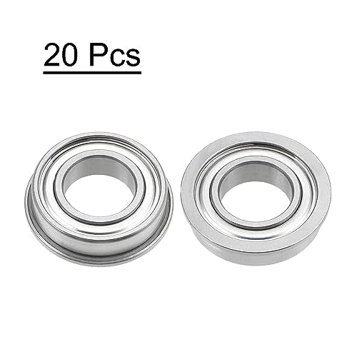 uxcell MF85ZZ Flanged Ball Bearing 5x8x2.5mm Double Shielded Chrome Steel Flange Bearings, 20pcs