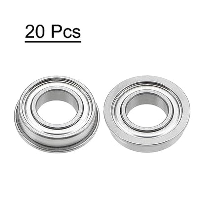 uxcell MF85ZZ Flanged Ball Bearing 5x8x2.5mm Double Shielded Chrome Steel Flange Bearings, 20pcs