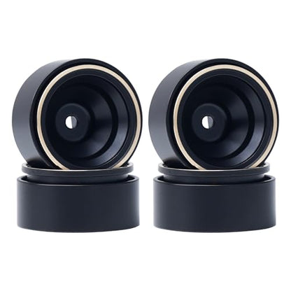 DJX 4PCS 17g Brass 0.7 inch Beadlock Wheels SCX30 Wheel Rim Hub for 1/30 Axial SCX30 RC Crawler Car Upgrades Parts (Black) - color: Black