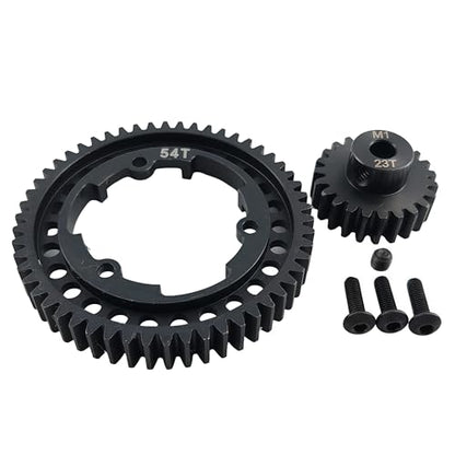 Hardened Steel 1.0 Mod Spur Gear with 23T Pinion for X-Maxx Maxx E-Revo (54T) | 1/5 Scale,1/7 XO-1,1/10 Maxx,E-Revo 2.0 VXL,Heavy Duty,Upgrade Parts,6449 Compatible,High Strength - style: 54T