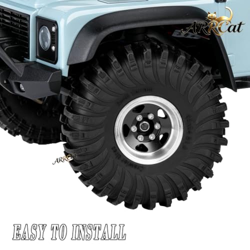 1.0 Beadlock Wheel Tires Set for RC Crawler Car 1/18 TRX4M,1/24 SCX24,RC Off Road Buggy Rally Truck Swamp Claw Mud Terrain Rubber Tires and Aluminum Wheel Rims w/Sponge,Black - color: Black - (4pcs 1.0)