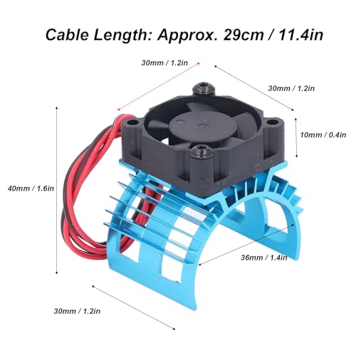 Generic RC Motor Cooling Fan with Aluminum Alloy Heatsink for 540 550 3650 3660 3665 Brushed Brushless Motors Compatible with SCX10 90046 AXI03007 Gen8 VS4-10 (Blue) - color: Blue