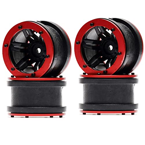 4PCS Plastic Plating 2.2 Inch Beadlock Wheel Rim Wheel for 1/10 RC Rock Crawler Car Truck for Tamiya Axial TRX4 Wraith SCX10 CC01 D90 TF2 Parts(Red/Black) - color: Red/Black