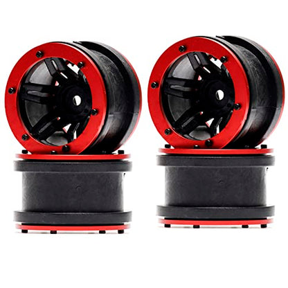4PCS Plastic Plating 2.2 Inch Beadlock Wheel Rim Wheel for 1/10 RC Rock Crawler Car Truck for Tamiya Axial TRX4 Wraith SCX10 CC01 D90 TF2 Parts(Red/Black) - color: Red/Black