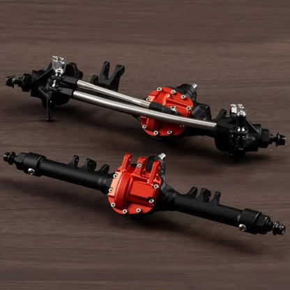 Aluminum Offset Straight Axle with Panhard Mount for Vanquish VS4-10 SCX10 II 1/10 RC Crawler Cheater Rigs (Black Front Rear) - color: Black Front Rear
