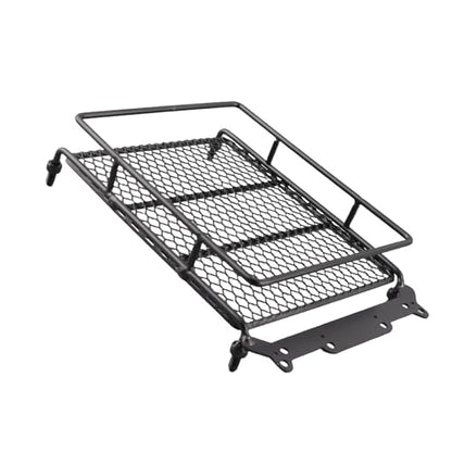 RiToEasysports RC Roof Rack Luggage Metal RC Roof Rack with 4 LED Lights 156 X 110 X 40mm Luggage Carrier for Axial SCX10 1 10 Crawler Outdoor Trail Driving (4 White)