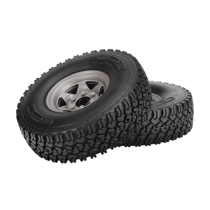 4PCS 1.55 Inch Aluminum Alloy Metal Beadlock Wheel Rim and 90mm Rubber Tires for 1/10 RC Rock Crawler Car for Axial AX90069 D90 TF2 CC01 Tamiya Upgrade Parts(6Spoke Grey) - color: 6spoke Grey