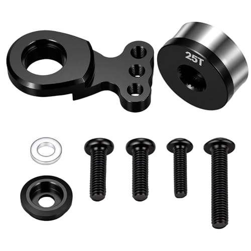 RC 25T Servo Saver Aluminum 3 Holes Adjustable Hi-Torque Servo Horn Servo Saver Compatible with Tamiya TT02 TT02B 1/10 RC On Road Touring Car Upgrade Replacement Parts (Black) - color: Black