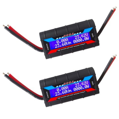2Pcs 200A RC Watt Meter, DC 0-60V High Precision Power Analyzer, Volt Amp Watt Checker with Digital LCD Screen for Voltage/Current/Power/Charge/Energy Measurement - style: 200A 60V