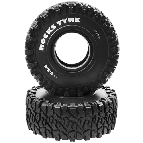ShareGoo RC 1.9 Crawler Tires 1.9 inch Rubber Mud Tyre Tires OD 120mm Compatible with Axial SCX10 90046 AXI03007 Tamiya CC01 Redcat Gen8 RC4WD 1/10 RC Crawler 1.9 Beadlock Wheel Rims
