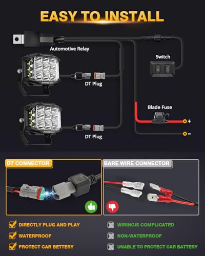 Auxbeam V-MAX Series 5" 168W LED Cube Pod 270° Side Shooter Fog Light Pods | Spot Flood Combo, Pod Light with DRL, 168W 16440LM Light Output, 3 Lighting Modes, Amber Covers, Auxiliary Ditch Lights - color: 5in Cube LED Pod
