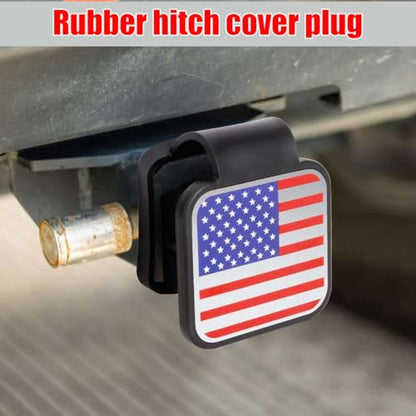 2" Trailer Hitch Cover, Silicone American Flag Square Hitch Cap Tube Plug Insert for 2" Receivers, USA Flag Trailer Exterior Tow Receiver Tube Plug Cap, Universal for Truck Sedan ATV - color: US Flag