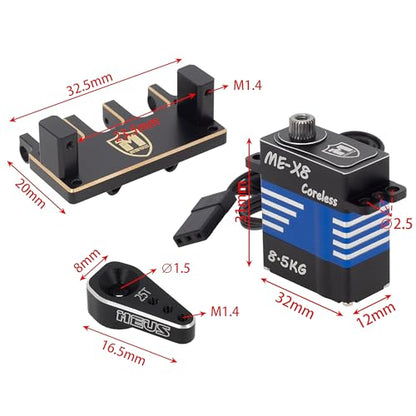 MEUS RACING SCX24 Micro Servo with Brass Servo Mount + Servo Arm for Axial SCX24 C10 JLU Bronco 1/24 RC Crawler Car Upgrade Parts