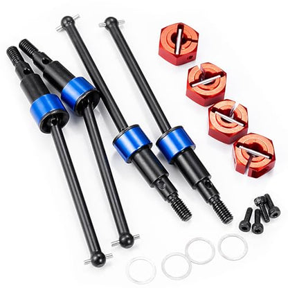 Steel Front Rear CVD Axles Drive Shafts for Arrma 1/18 Granite Grom | Mega 380 Brushed 4x4 Monster Truck RTR Red Aluminum Wheel Hex - color: Red