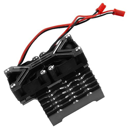 Motor Heatsink Dual Cooling Fan 40-42mm Compatible with 1/7 1/8 Arrma Traxxas RC Car Fit 4068 4074 4082 4268 4274 Motors (Black) - color: Black