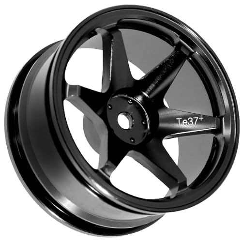 REDSPIDER • 1/10 RC Drift Wheels Rims 12mm Hex Alloy Aluminum for 1:10 Scale Rally Racing Car Tires Tamiya TT01 TT02 XV01 TA06 A959 PTG2 HPI KYOSHO HSP PTG2 Touring Street Tyres 4PCS (Black) - color: Black