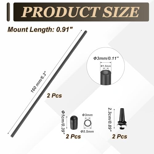 uxcell 160mm Plastic Protection Antenna Tube, RC Antenna Tube with Mount and Cap for RC Car Boat Drone Receiver(Black, 2 Pcs) - color: Black, size: 160mm