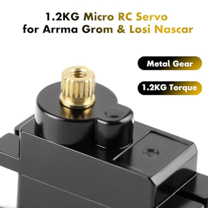 GLOBACT 1.2KG Micro Metal Gear Servo for Arrma Grom Losi Mini-B/Mini-T | SPMSSX110, For Granite Mojave Typhon Gorgon Quake Grom 1/12 1/14 1/16 1/18 RC Truck Racecar Upgrade - size: 1.2KG RC Servo