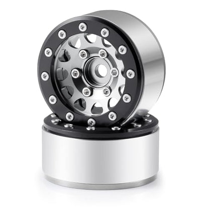Aluminium 1.55" RC Beadlock Wheel Hub Rims for Axial UTB18 D90 TF2 CC01 AX90069 MST JIMNY 1/10 RC Crawler Trail Truck Car Upgrade Parts (Silver) - color: Silver