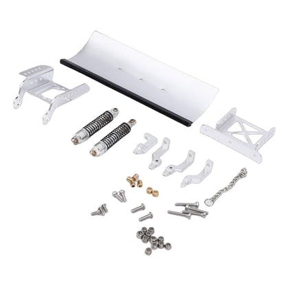 Estink Alloy RC Snow Plow with Hydraulic Damping, Shock Absorbing Replacement for 1/18 RC Crawler Car (Silver) - color: Silver