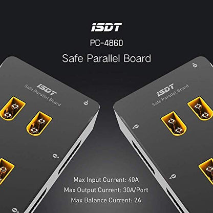 ISDT PC-4860s Lipo Battery Charge Board,1-8S XT60 Safe Parallel Charge Board Balance Charging Plate for RC Battery Charger Lithium Batteries(4 Channels)