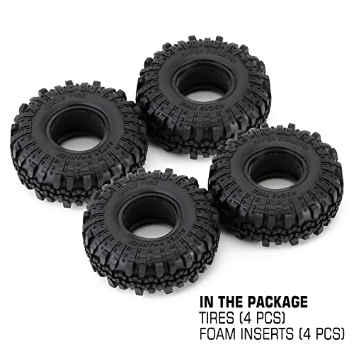 INJORA 1.9inch Rubber Tyre for 1:10 RC Crawler Axial SCX10 SCX10 III - size: 108mm