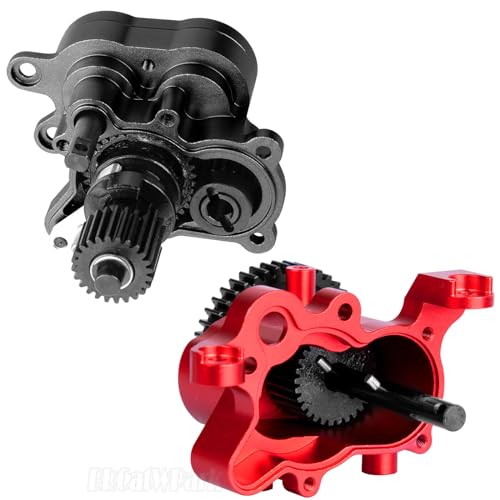 2 Speed Transmission Gearbox w/Metal Internal Gears and Bearings Upgrades Part for 1/10 TRX4 TRX6 RC Crawler Car,RC Aluminum Transmission Gearbox,Black/Red - color: Red & Black - (Gearboxs)