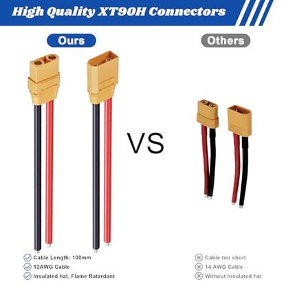 3 Pairs XT90 XT90H Connector Plug Cable, XT90H Plug Male and Female Connector 150mm 10AWG Silicon Wire for RC Lipo Battery FPV Racing Drone Car Boat - size: XT90H-15cm 10AWG
