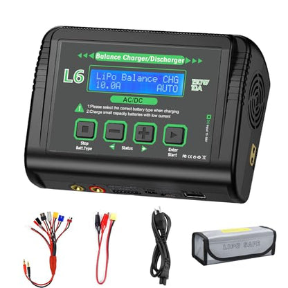 Lipo Battery Charger 150W 10A RC Battery Charger, Balance Fast Charger Discharger for LiPo/Li-ion/Life Battery(1-6s) NiMH/NiCd (1-15s) Pb Battery - color: green