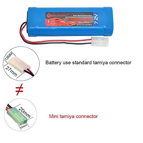 7.2v 3800mAh NI-MH Rechargeable RC Battery with Standard Tamiya Plug for RC Cars Boats Toys with Battery Charger Adaptor (1 Pack)
