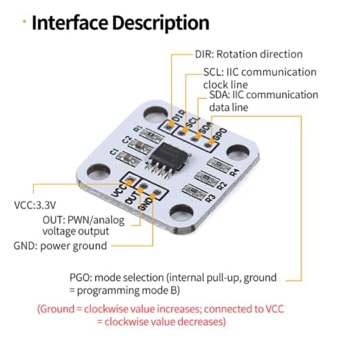Teyleten Robot AS5600 Magnetic Encoder Sensor Mdoule 12bit high Precision Magnetic Induction Angle Measurement Sensor Module 3.3V (5PCS)