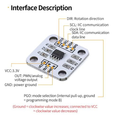 Teyleten Robot AS5600 Magnetic Encoder Sensor Mdoule 12bit high Precision Magnetic Induction Angle Measurement Sensor Module 3.3V (5PCS)