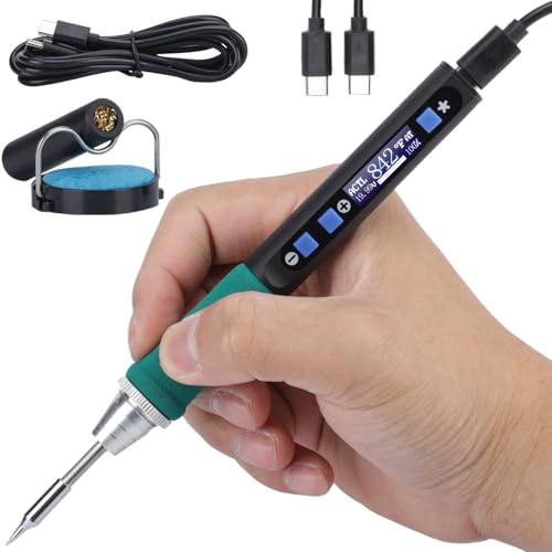 WEP 928D-IV Soldering Iron Kit with Fast Heating with C235 Tip, Dynamic Screen, Compact Digital Soldering Iron with Multi-Functional Cover, Type-C Powering, Sleep Mode, PD and QC Protocols - style: Basic Style