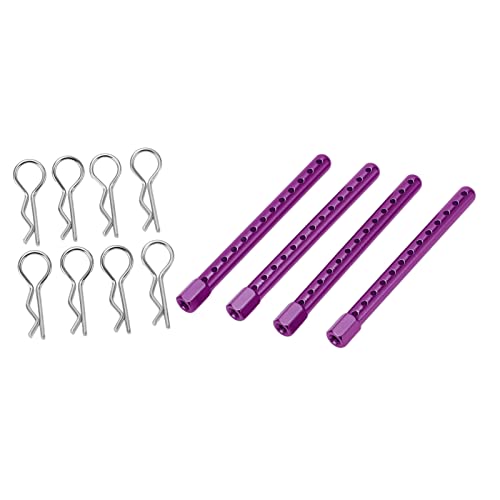 RC Body Post High Strength Aluminum Alloy RC Car Shell Column with Buckle for HSP 94102 94122 94103 94123 1/10 Scale RC Cars (Purple) - color: Purple