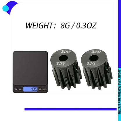 2pcs 3942X Hardened Steel 12-Tooth Pinion Gear (32 Pitch) for Traxxas Slash Rrustler Stampede Raptor 4x4 VXL TRX-4 TRX-6 12T Moter Pinion Upgrade Parts