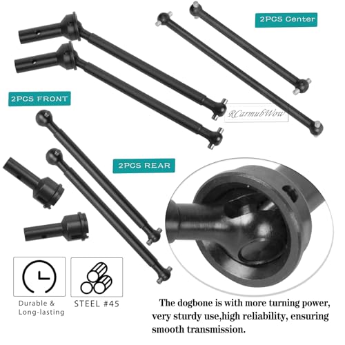 RC Axles Widen Driveshafts Upgrades Part for 1/8 Typhon 6S,Steel #45 Front Rear Drive Shafts,Center CVD Dogbone,Diff Outdrives,Black - color: Black(6pcs)