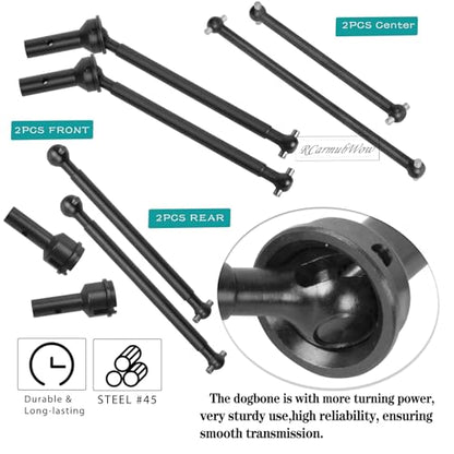 RC Axles Widen Driveshafts Upgrades Part for 1/8 Typhon 6S,Steel #45 Front Rear Drive Shafts,Center CVD Dogbone,Diff Outdrives,Black - color: Black(6pcs)