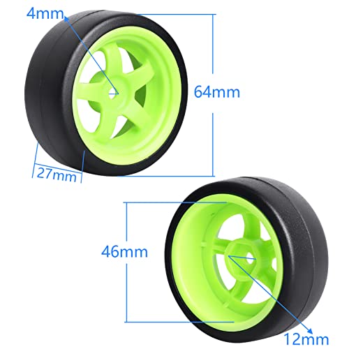 HobbyPark Hard Plastic 12mm Hex RC Drift Wheels and Tires for 1/10 Scale Tamiya HPI Traxxas Kyosho Redcat HSP Drifting, Set of 4